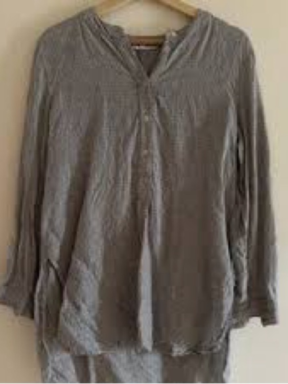 Gillian Stevens Theo Grey Plaid Button Henley Tunic Size 4